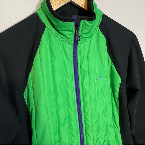 Lauren Active Ralph‎ Lauren Black Green Puffer Quilted Fleece Jacket Size Medium - Picture 4 of 7